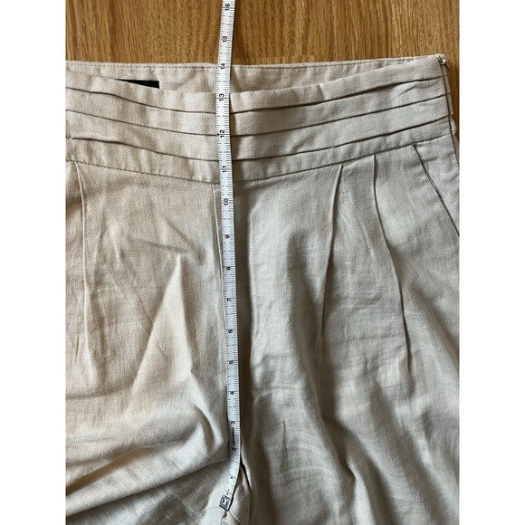 Zara Beige High Waist Side Zip Pleated Wide Leg Pants Size Medium - Picture 8 of 9